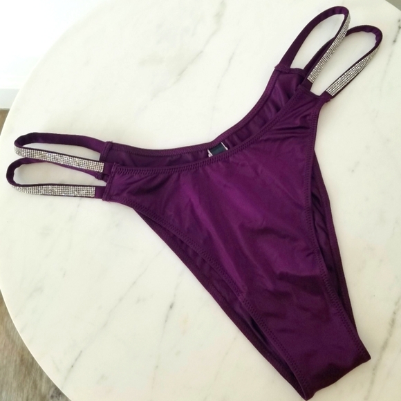 Victoria's Secret Very Sexy Double Shine Strap Smooth Brazilian Panty Grape NWT - Picture 8 of 14